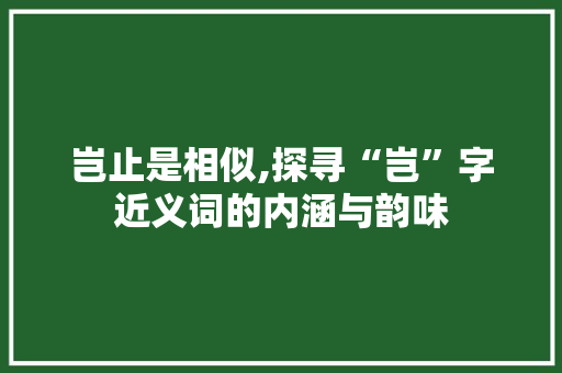 岂止是相似,探寻“岂”字近义词的内涵与韵味
