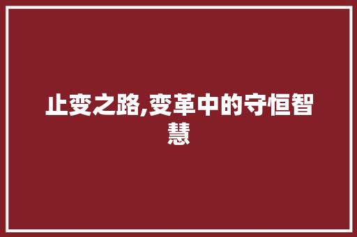 止变之路,变革中的守恒智慧