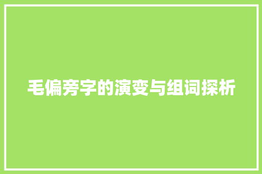 毛偏旁字的演变与组词探析