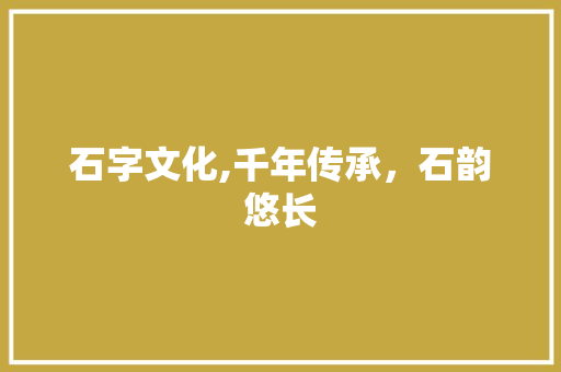 石字文化,千年传承,石韵悠长