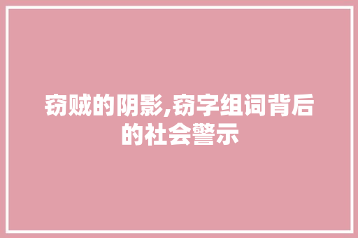 窃贼的阴影,窃字组词背后的社会警示