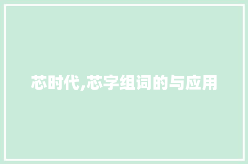 芯时代,芯字组词的与应用
