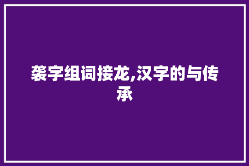 袭字组词接龙,汉字的与传承