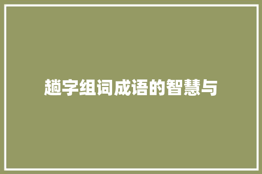 趟字组词成语的智慧与