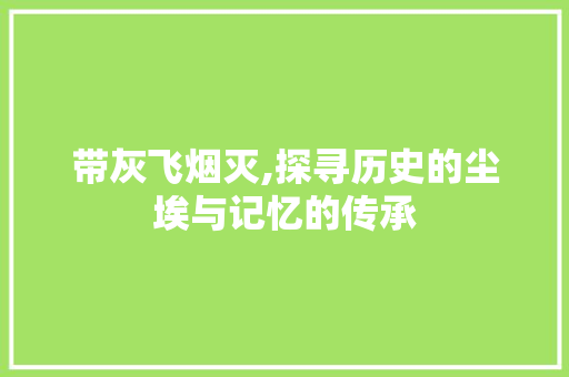 带灰飞烟灭,探寻历史的尘埃与记忆的传承