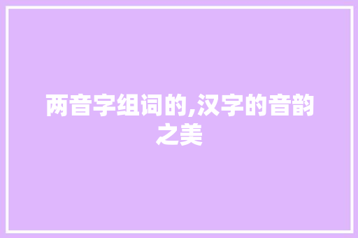 两音字组词的,汉字的音韵之美