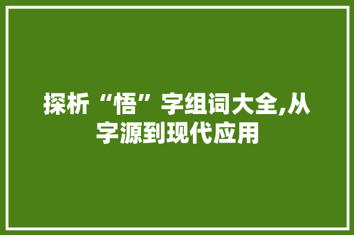 探析“悟”字组词大全,从字源到现代应用  第1张