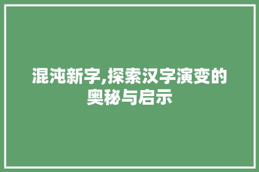 混沌新字,探索汉字演变的奥秘与启示