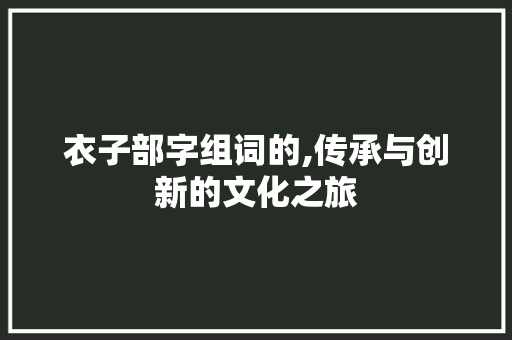 衣子部字组词的,传承与创新的文化之旅