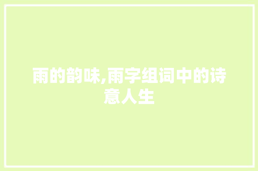 雨的韵味,雨字组词中的诗意人生