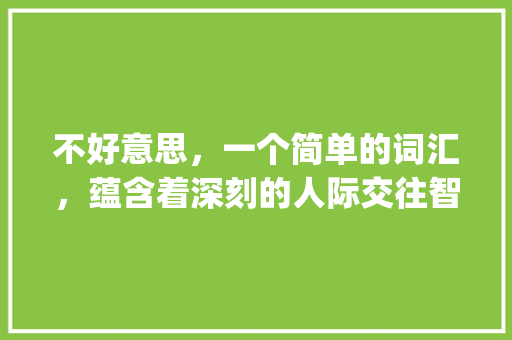 不好意思，一个简单的词汇，蕴含着深刻的人际交往智慧_不好意思的句子200字