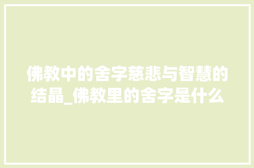 佛教中的舍字慈悲与智慧的结晶_佛教里的舍字是什么意思  第1张