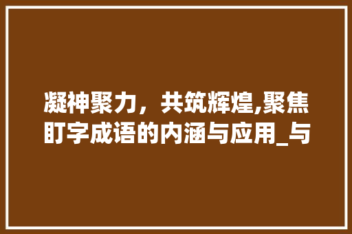 凝神聚力，共筑辉煌,聚焦盯字成语的内涵与应用_与盯意思相近的四字成语