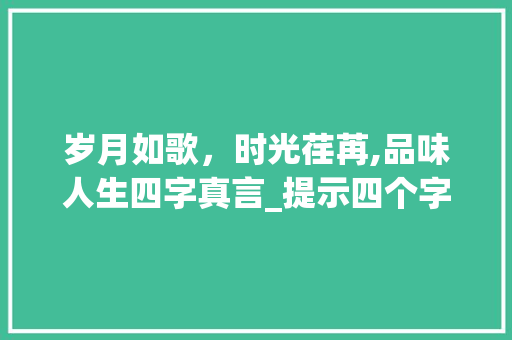 岁月如歌，时光荏苒,品味人生四字真言_提示四个字的意思的词语