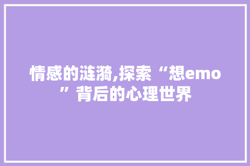 情感的涟漪,探索“想emo”背后的心理世界