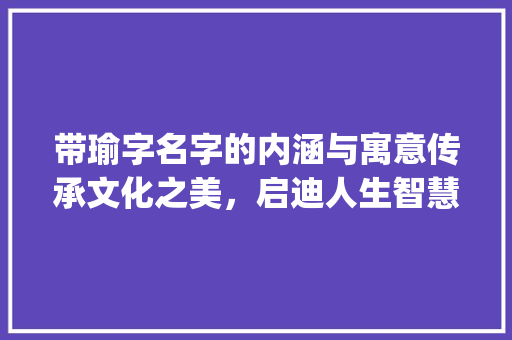 带瑜字名字的内涵与寓意传承文化之美，启迪人生智慧_带瑜字的名字什么意思呀