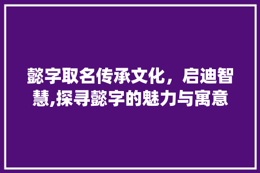 懿字取名传承文化，启迪智慧,探寻懿字的魅力与寓意_懿字取名的梗是什么意思