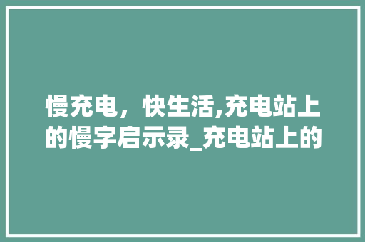 慢充电，快生活,充电站上的慢字启示录_充电站上的慢字啥意思