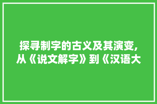 探寻制字的古义及其演变,从《说文解字》到《汉语大字典》的考证_制字的古义及出处和意思