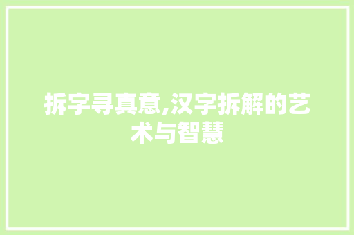 拆字寻真意,汉字拆解的艺术与智慧