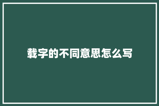 载字的不同意思怎么写
