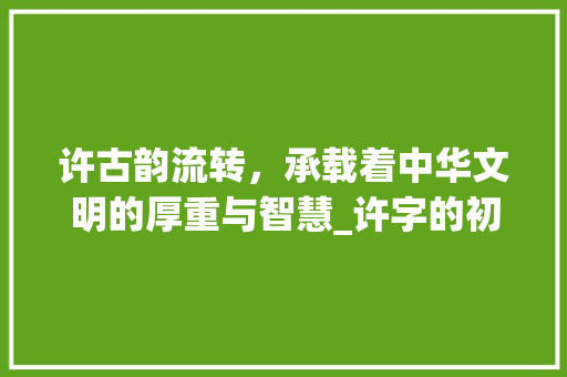 许古韵流转，承载着中华文明的厚重与智慧_许字的初中文言文意思