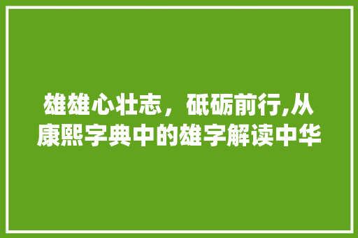 雄雄心壮志，砥砺前行,从康熙字典中的雄字解读中华民族精神_雄的繁体字康熙字典意思