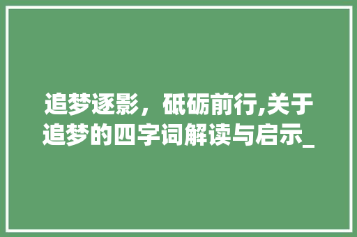 追梦逐影，砥砺前行,关于追梦的四字词解读与启示_四字词追梦的意思