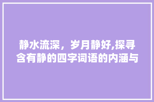静水流深，岁月静好,探寻含有静的四字词语的内涵与魅力_含有静的意思的四字词语