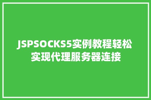 JSPSOCKS5实例教程轻松实现代理服务器连接