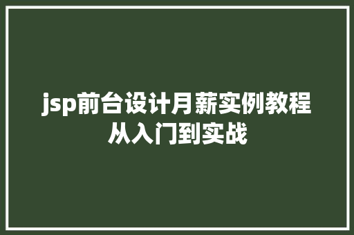 jsp前台设计月薪实例教程从入门到实战